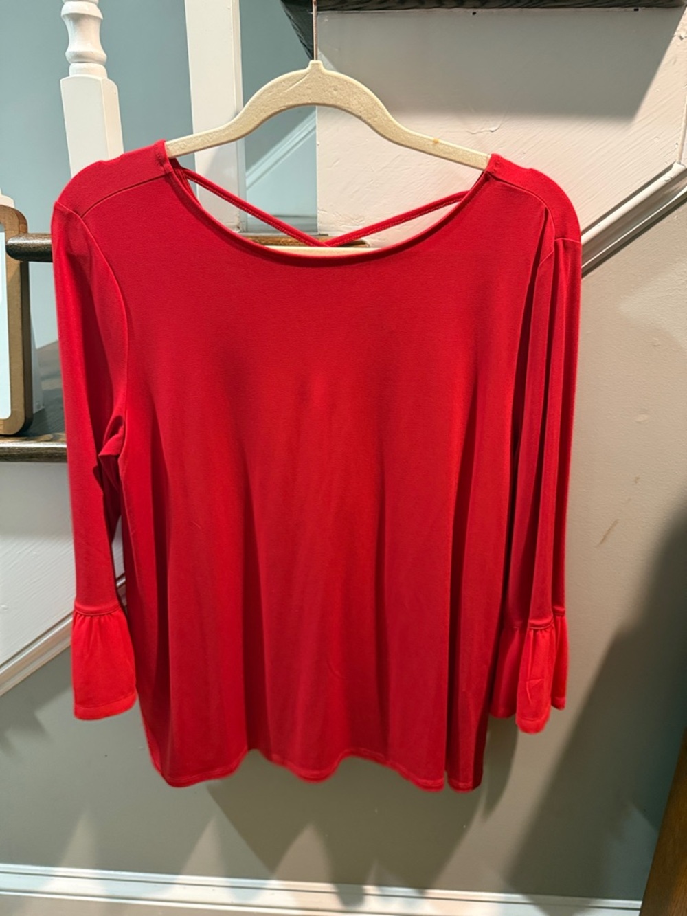 The Limited Red Long Sleeve Top with Crisscross Back